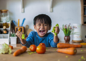 The boy who shows an angry emotion, the concept of emotion of a violent child